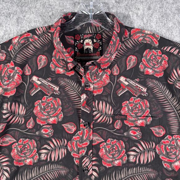 Retro Rifle Shirt Mens Size Extra Large Red Short Sleeve Shotgun Safari V2 - Picture 1 of 12